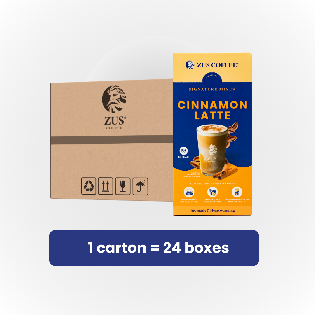 ZUS Signature Mixes Coffee - Cinnamon Latte - 1 carton x 24 boxes