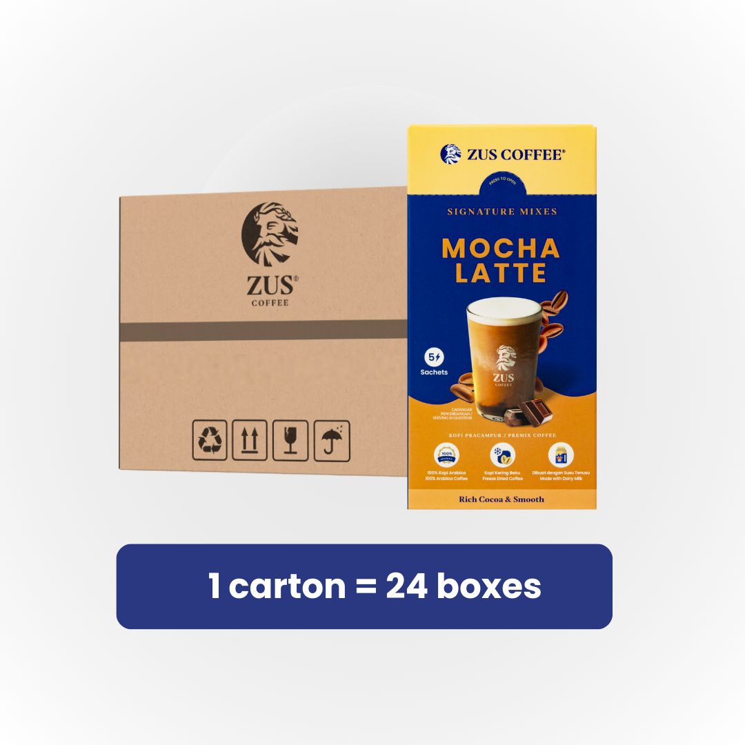 ZUS Signature Mixes Coffee - Mocha Latte - 1 carton x 24 boxes