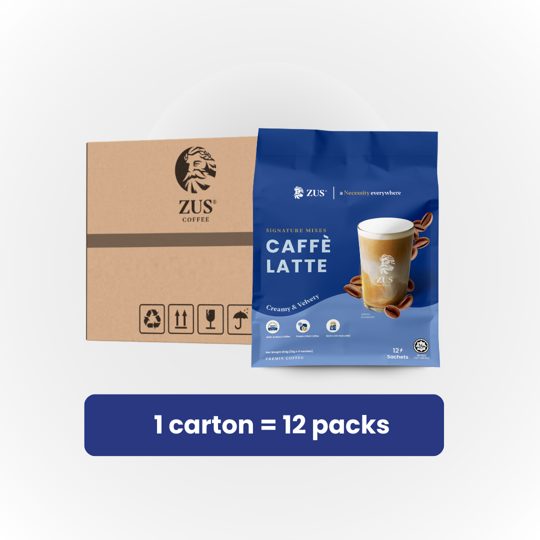 ZUS Signature Mixes Coffee - Caffè Latte - 1 carton x 12 packs