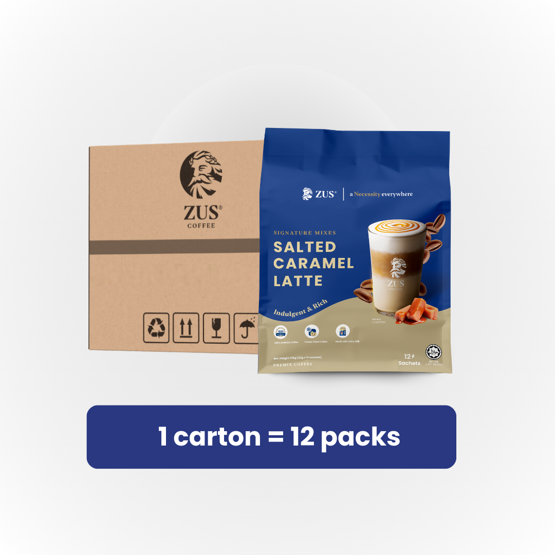 ZUS Signature Mixes Coffee - Salted Caramel Latte - 1 carton x 12 packs